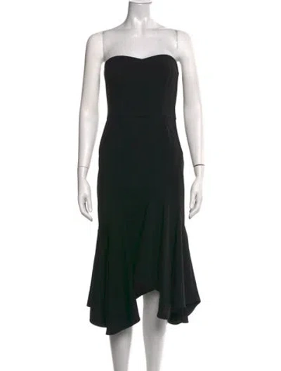 Pre-owned Halston Heritage Strapless Midi Length Dress In Black