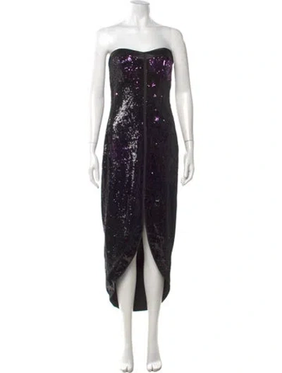 Pre-owned Halston Heritage Strapless Midi Length Dress In Blue
