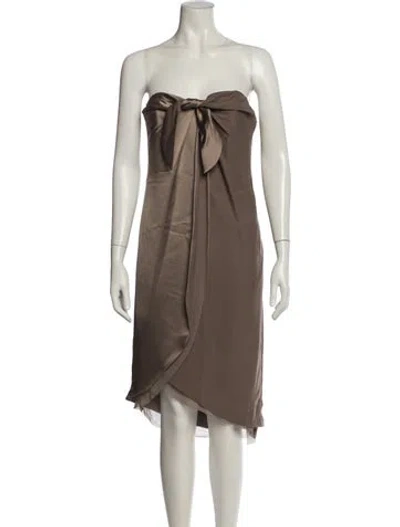 Pre-owned Halston Heritage Strapless Midi Length Dress In Neutral