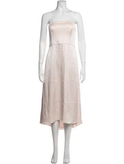 Pre-owned Halston Heritage Strapless Midi Length Dress In Neutral