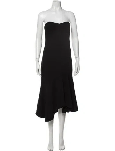 Pre-owned Halston Heritage Strapless Midi Length Dress W/ Tags In Black