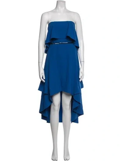 Pre-owned Halston Heritage Strapless Midi Length Dress W/ Tags In Blue