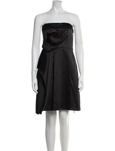 Pre-owned Halston Heritage Strapless Mini Dress In Black