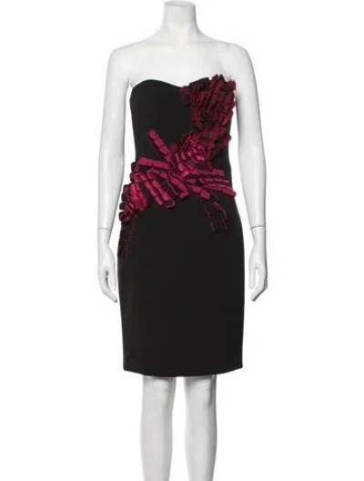Pre-owned Halston Heritage Strapless Mini Dress In Black