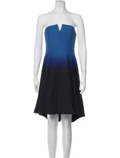 Pre-owned Halston Heritage Strapless Mini Dress In Black/blue