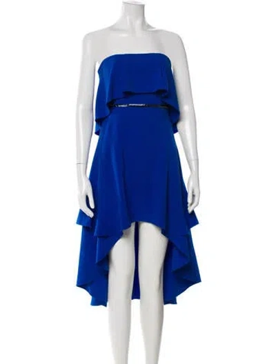 Pre-owned Halston Heritage Strapless Mini Dress In Blue