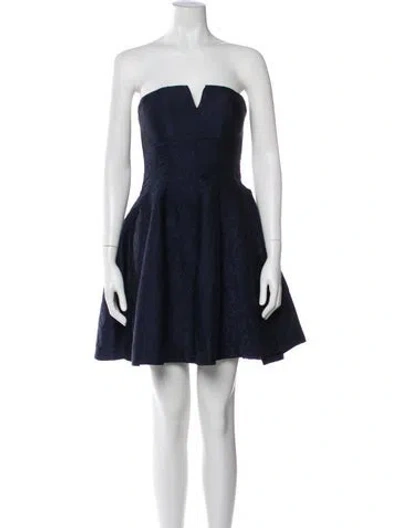Pre-owned Halston Heritage Strapless Mini Dress In Blue