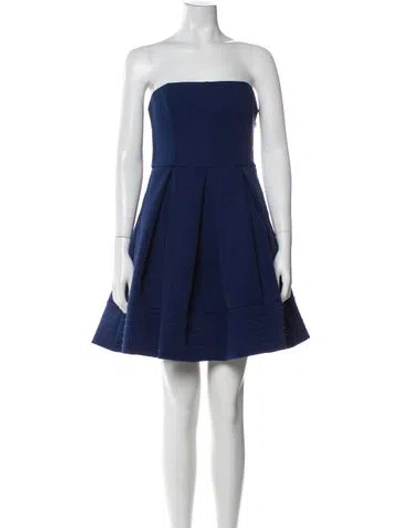 Pre-owned Halston Heritage Strapless Mini Dress In Blue