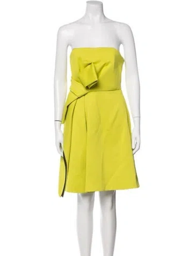 Pre-owned Halston Heritage Strapless Mini Dress In Green