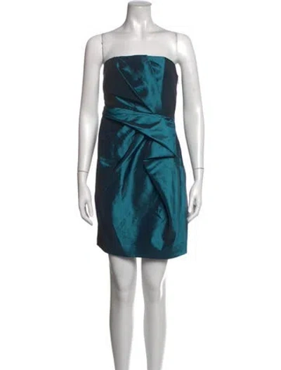 Pre-owned Halston Heritage Strapless Mini Dress In Green