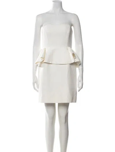 Pre-owned Halston Heritage Strapless Mini Dress In Neutrals