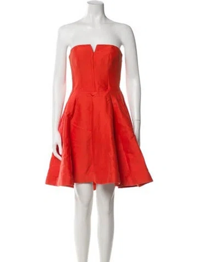Pre-owned Halston Heritage Strapless Mini Dress In Orange