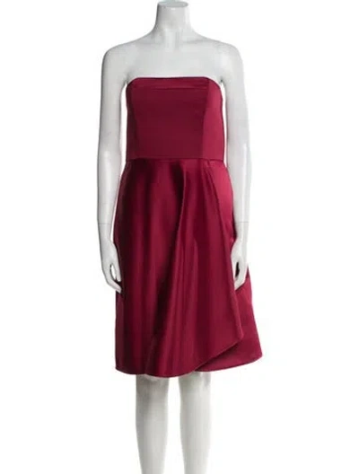 Pre-owned Halston Heritage Strapless Mini Dress In Red