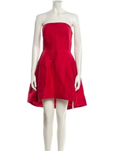 Pre-owned Halston Heritage Strapless Mini Dress In Red