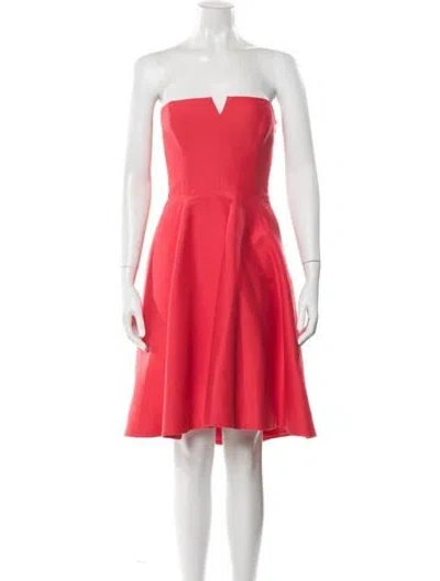 Pre-owned Halston Heritage Strapless Mini Dress In Red