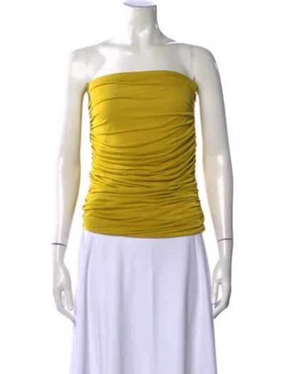 Pre-owned Halston Heritage Strapless Top In Yellow