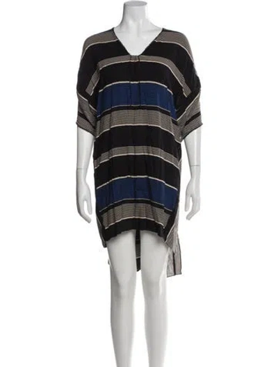 Pre-owned Halston Heritage Striped Knee-length Dress In Black