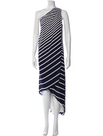 Pre-owned Halston Heritage Striped Long Dress In Blue