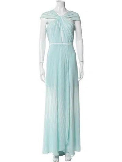 Pre-owned Halston Heritage Striped Long Dress In Blue