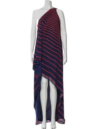 Pre-owned Halston Heritage Striped Long Dress In Blue