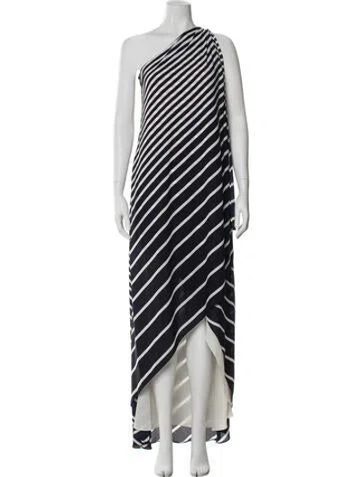 Pre-owned Halston Heritage Striped Long Dress In Blue