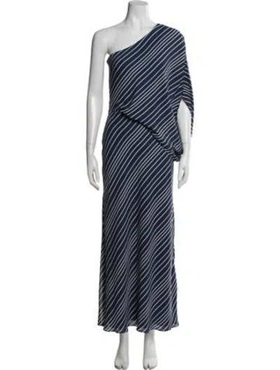 Pre-owned Halston Heritage Striped Long Dress In Blue