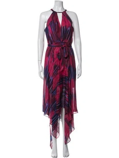Pre-owned Halston Heritage Striped Long Dress In Blue/pink
