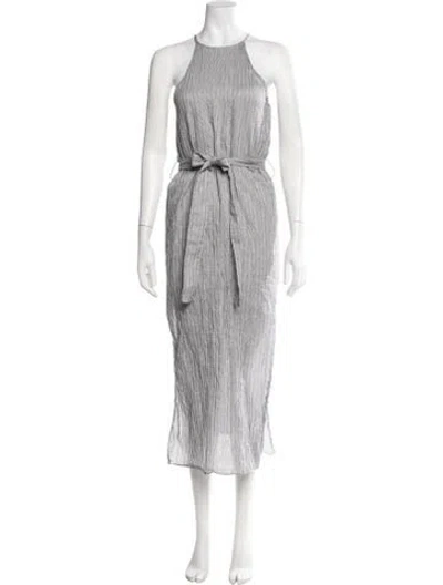 Pre-owned Halston Heritage Striped Long Dress In Grey