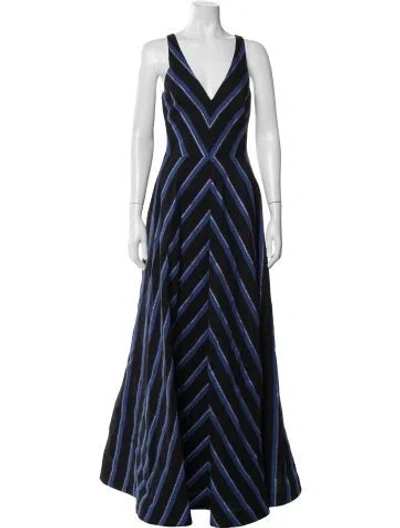 Pre-owned Halston Heritage Striped Long Dress In Multi