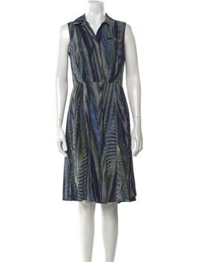 Pre-owned Halston Heritage Striped Midi Length Dress In Blue