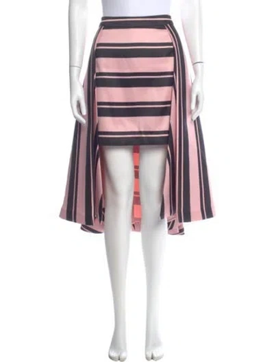 Pre-owned Halston Heritage Striped Midi Length Skirt In Black