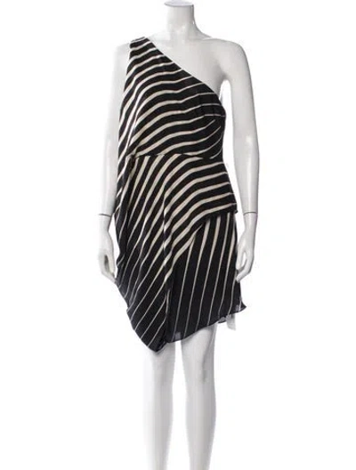 Pre-owned Halston Heritage Striped Mini Dress In Black