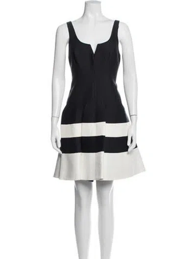 Pre-owned Halston Heritage Striped Mini Dress In Black