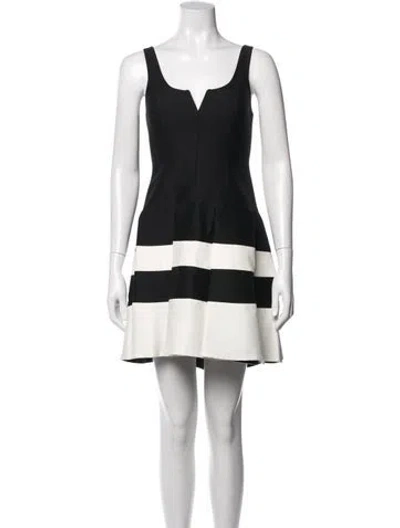 Pre-owned Halston Heritage Striped Mini Dress In Black/white