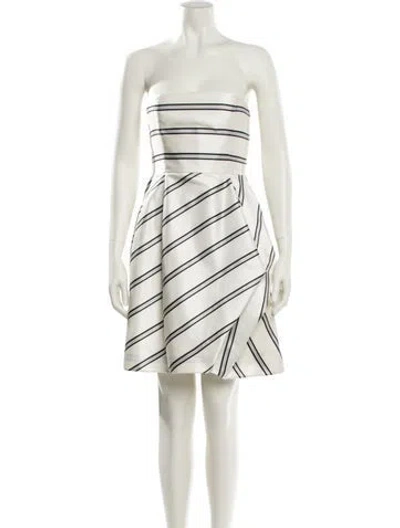 Pre-owned Halston Heritage Striped Mini Dress In Neutral