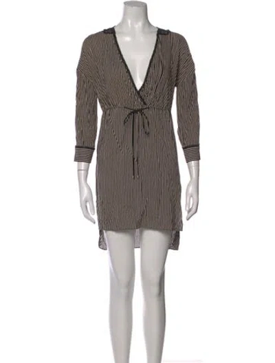 Pre-owned Halston Heritage Striped Mini Dress In Neutral