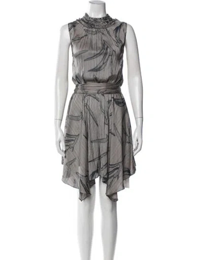 Pre-owned Halston Heritage Striped Mini Dress In White