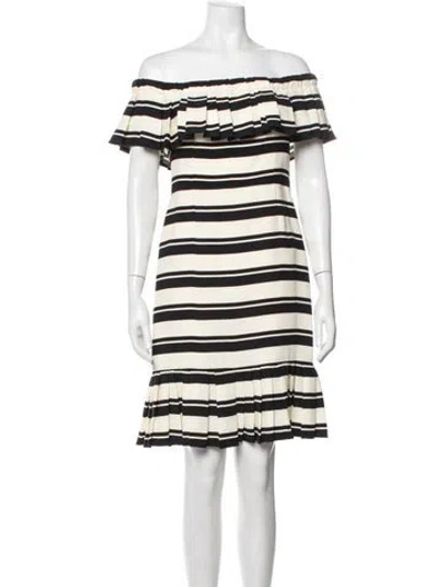 Pre-owned Halston Heritage Striped Mini Dress In White