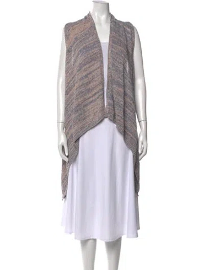 Pre-owned Halston Heritage Striped Open Front Sweater In Grey