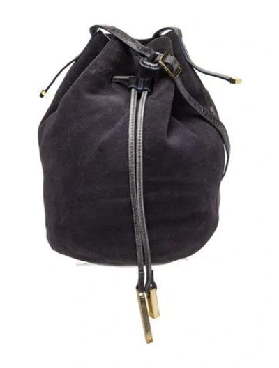 Pre-owned Halston Heritage Suede Bucket Bag In Black