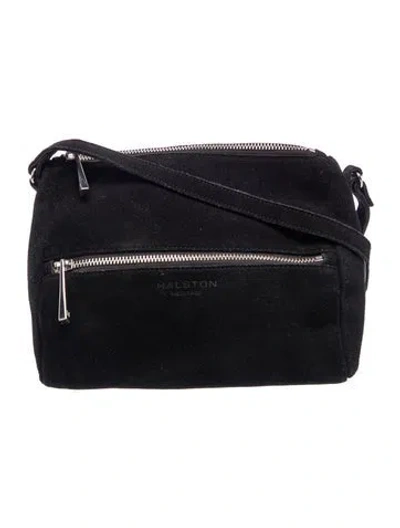 Pre-owned Halston Heritage Suede Crossbody Bag In Black