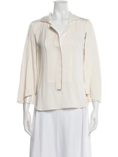 Pre-owned Halston Heritage Three-quarter Sleeve Blouse W/ Tags In Neutral