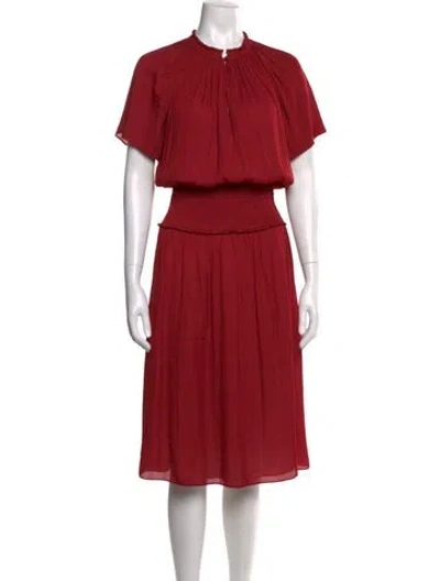 Pre-owned Halston Heritage Tie Neck Midi Length Dress In Multi