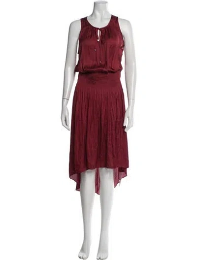 Pre-owned Halston Heritage Tie Neck Midi Length Dress In Red