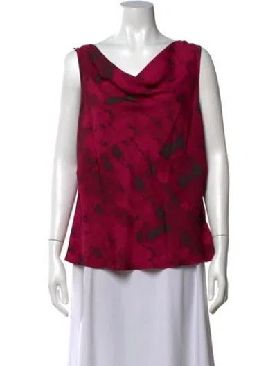 Pre-owned Halston Heritage Tie-dye Print Cowl Neck Top W/ Tags In Multicolor
