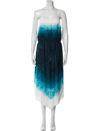 Pre-owned Halston Heritage Tie-dye Print Long Dress In Blue