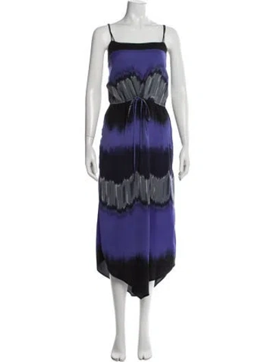 Pre-owned Halston Heritage Tie-dye Print Midi Length Dress In Blue