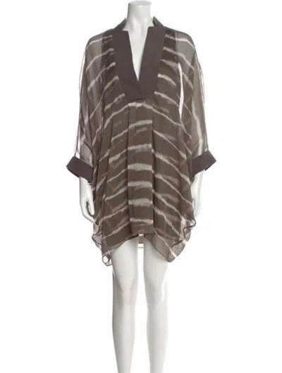 Pre-owned Halston Heritage Tie-dye Print Mini Dress In Brown