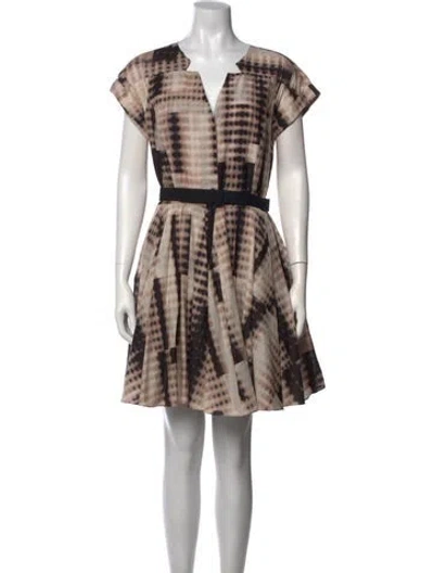 Pre-owned Halston Heritage Tie-dye Print Mini Dress In Neutrals
