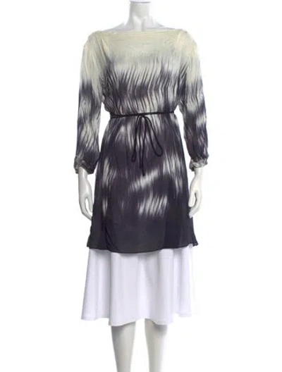 Pre-owned Halston Heritage Tie-dye Print Off-the-shoulder Tunic In White